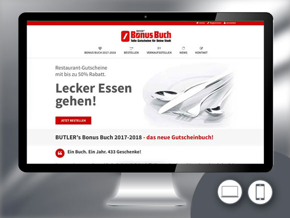 Webdesign für das Gutscheinbuch Bonus Buch aus Braunschweig